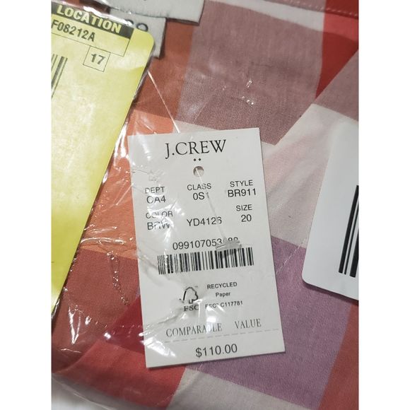 J. Crew Wildfire Dress 20 Sleeveless Red Pink Orange Plaid - Picture 9 of 11